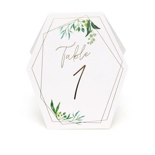 1-12 Botanical Table Number Sign Cards | Pack Of 12 Gold Wedding Table Numbers | Wedding Table Decoration