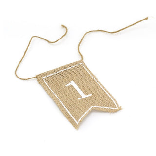 1-20 Jute Hessian Table Number Flags Banners | Vintage Wedding Table Numbers Tags | Rustic Wedding Decorations