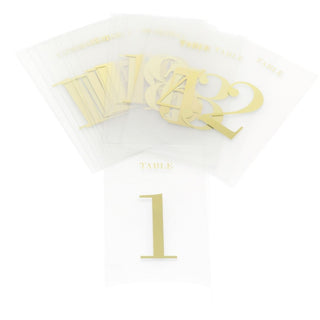 1-20 Transparent Table Number Sign Cards | Gold Wedding Table Numbers | Wedding Table Decoration