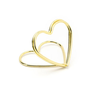 10 Piece Gold Wire Heart Place Card Holders | Wedding Table Card Holder Table Number Holders | Metal Name Card Stands