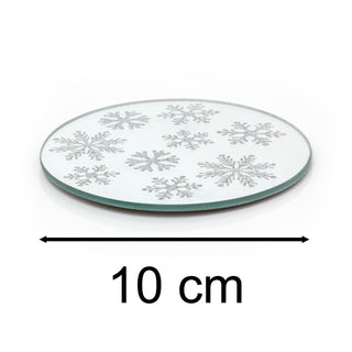 10cm Silver Mirrored Glass Coaster | Round Mirror Glass Candle Plate Stand