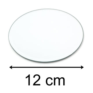 12cm Round Glass Coaster Decorative | Mirror Glass Display Candle Plate | Mirrored Candle Tray