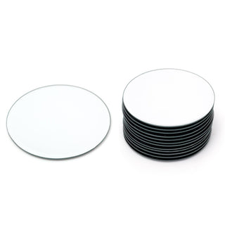 12cm Round Glass Coaster Decorative | Mirror Glass Display Candle Plate | Mirrored Candle Tray