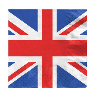 16 Great Britain Flag Union Jack Napkins Party Napkins | Pack Of 16 Britannia Union Jack Paper Napkins | Queens Platinum Jubilee Party Serviettes - 33cm