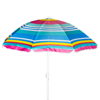 160cm Striped Beach Umbrella Sun Shade UV30 Protection | Protective Sun Beach Parasol | Holiday Travel Beach Umbrella - Design Varies One Supplied