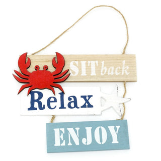 21cm Wooden Relax Hanging Seaside Sign | Nautical Decoration, Home Decoration
