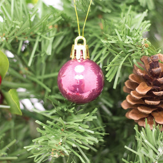 24 Piece Pink Mini Christmas Baubles | Christmas Tree Decorations | Pink Xmas Baubles Christmas Decor