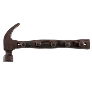 25cm Hammer Tool Novelty Hanger Hooks | Potting Shed Rustic Wrought Iron Key Hooks | Multi Purpose Wall Mounted Hooks