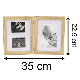 3 Aperture Baby Ultrasound Scan And 1st Photo Picture Frame | Wooden Double Baby Keepsake Photo Frame | Baby Scan Photo Frames Keepsake Gifts