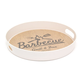 30cm BBQ Melamine Serving Tray | Round Barbecue Tray Drinks Tray | Retro Style BBQ Snack Tray - Design Varies One Supplied
