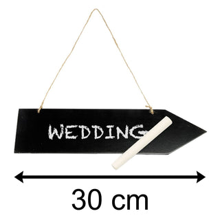 30cm Wooden Chalkboard Arrow Hanging Sign Plaque | Reusable Blackboard Direction Sign | Chalk Board Wedding Decoration