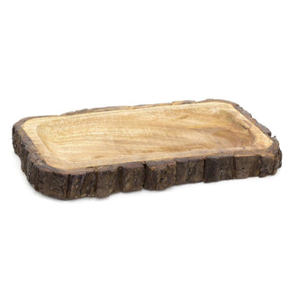31cm Wooden Tray Tree Bark Wood Display Tray | Trinket Tray Jewellery Dish | Rectangle Candle Tray
