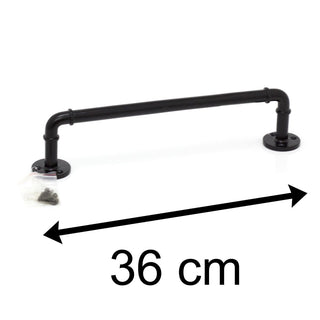 34cm Black Iron Bathroom Water Pipe Towel Rail | Wall Mounted Towel Bar Towel Holder | Industrial Pipe Towel Rack Bathroom Accessories