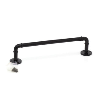 34cm Black Iron Bathroom Water Pipe Towel Rail | Wall Mounted Towel Bar Towel Holder | Industrial Pipe Towel Rack Bathroom Accessories