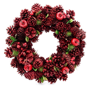 34cm Red Christmas Wreath Pine Cone Decoration | Christmas Door Wreath Xmas Wreath | Door Wreath Christmas Decorations