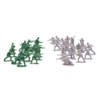 36 Piece Traditional Military Plastic Toy Soldiers | Green And Grey Plastic Toy Army Men | Kids Battlefield Soldiers Figures Combat Action Playset