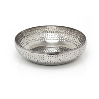38cm Extra Large Stainless Steel Kitchen Fruit Bowl | Round Silver Display Bowl With Hammered Detail | Multi-purpose Serving Bowl Salad Bowl Decorative Bowl