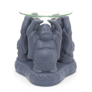 Stoneware Buddha Statue Essential Oil Fragrance Burner | Oil Burner Tealight Candle Holder | Wax Melt Aromatherapy Lamp - Colour Varies One Supplied