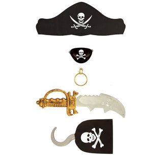 5 Piece Kids Childs Pirate Set | Captain Jack Role Play Dress Up Pirate | Children's Fancy Dress Accessories