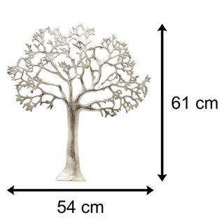 60cm Silver Metal Tree Of Life Wall Art | Wall Mounted Tree Art Plaque | Large Decorative Tree