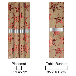 Elegant Red And Gold Table Runner And Placemats Set | Christmas Table Runner And Place Mats | Festive Table Mats