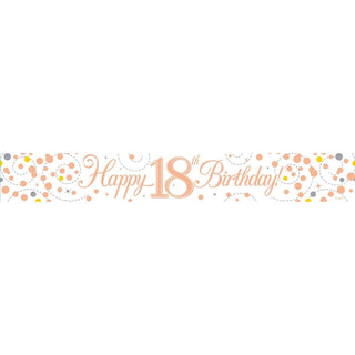 9ft Holographic Happy 18th Birthday Banner | Party Banners Rose Gold Happy Birthday Banner | Happy Birthday Sign Rose Gold Birthday Decorations