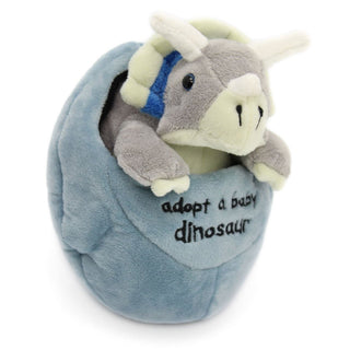Adopt A Dinosaur In An Egg Plush Soft Toy Baby Triceratops ~ Grey Triceratops