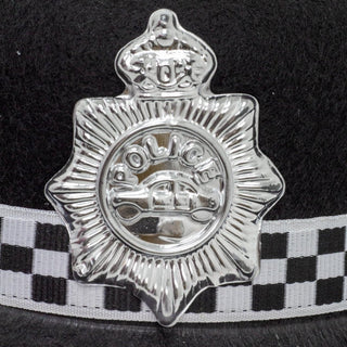 Adult Police Woman Hat | Fancy Dress WPC Police Hat With Checked Band And Badge
