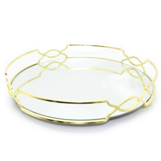Art Deco Gold Mirror Glass Metal Decorative Candle Plate Holder - Table Centrepiece Tealight Tray Perfume Display