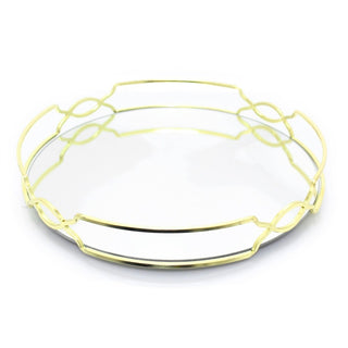Art Deco Gold Mirror Glass Metal Decorative Candle Plate Holder - Table Centrepiece Tealight Tray Perfume Display
