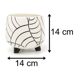 Art Deco Style Ceramic Plant Pot Holder | Decorative Cachepot Planter | Black And White Indoor House Plant Planter