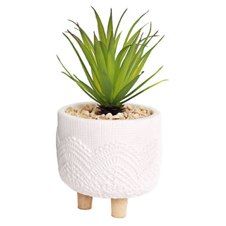Artificial Succulent Plant With Pot | Faux Plant And Planter | Fake Plants Home Decor - White