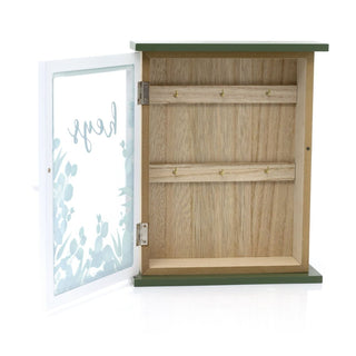 Botanical Wooden Wall Mounted Key Box | Decorative Wall Key Cabinet With 6 Key Hooks Key Cupboard | Wooden Key Holder Key Hanger For Wall