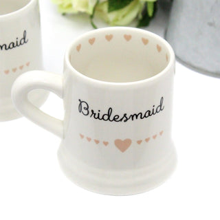 Boxed Ceramic Heart Wedding Favour Gift Mug ~ Bridesmaid