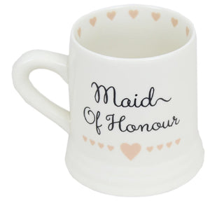 Boxed Ceramic Heart Wedding Favour Gift Mug ~ Maid Of Honour