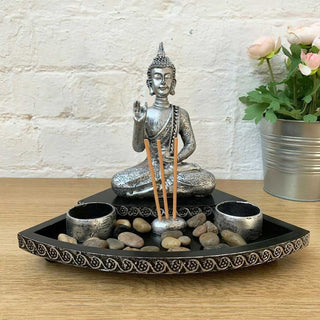 Buddha Statue Tealight Holders | Resin Buddha Ornament Incense & Candle Holders