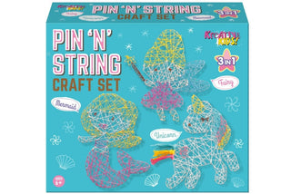 Children's 3 In 1 Pin And String Hobby Art And Crafts Set ~ Unicorn Fairy Mermaid