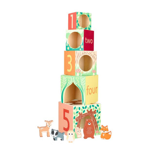 Childrens Woodland Animals Stacking Cubes Wooden Stacking Toys Building Blocks