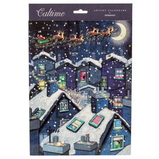 Christmas Advent Calendar On The Rooftops | Santa Advent Calendar Traditional Advent Calendar | Picture Advent Calendar Paper Advent Calendar