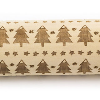 Christmas Rolling Pin Embossed Rolling Pin | Xmas Engraved Wooden Non-stick Baking Rolling Pin | Festive Patterned Rolling Pin - Design Varies One Supplied