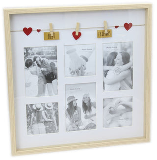Clothes Line Wooden Box Style Display With Pegs Multi Collage Photo Frame ~ Best Friends