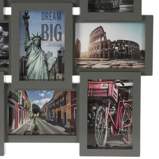 Contemporary Grey 9 Aperture Layered Multi 4 x 6 Photo Frame | Wall Mounted Multiple Picture Frame 6x4 | Photo Collage Display Large Family Frames - 45cm