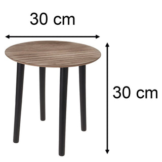Contemporary Round Wooden Pedestal Table | Black Side Table Occasional Table Bedside Table | Living Room End Tables - 30cm