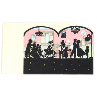 Deluxe Silhouette Mini Advent Calendar Christmas Card Tealight Lantern - Victorian House