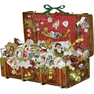 Deluxe Traditional Card Advent Calendar Large - Nostalgic Christmas Suitcase