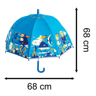 Djeco DD04703 Childrens Dome Umbrella | Medium Kids Umbrella - Seaworld