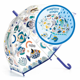 Djeco DD04710 Colour-Changing Kids Umbrella | Childrens Dome Umbrella - Fishes