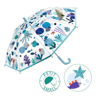 Djeco DD04727 Childrens Umbrella | Small Clear Umbrella Kids Umbrella - Sea