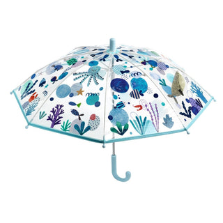 Djeco DD04727 Childrens Umbrella | Small Clear Umbrella Kids Umbrella - Sea