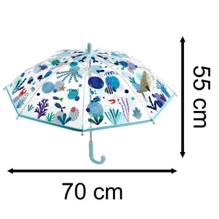 Djeco DD04727 Childrens Umbrella | Small Clear Umbrella Kids Umbrella - Sea